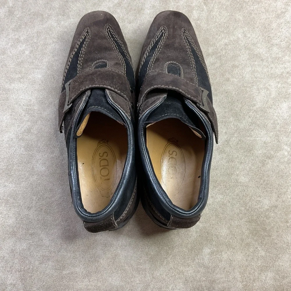 Tods Shoes EU 38.5 Brown Suede Leather Gomino Shoes Drivers Italian Buckle